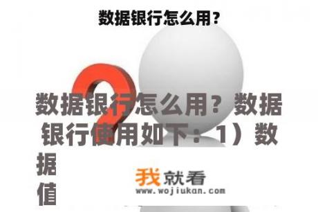 数据银行怎么用？