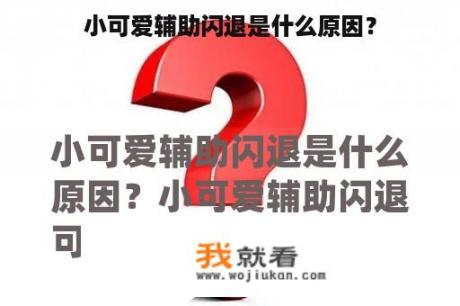 小可爱辅助闪退是什么原因？