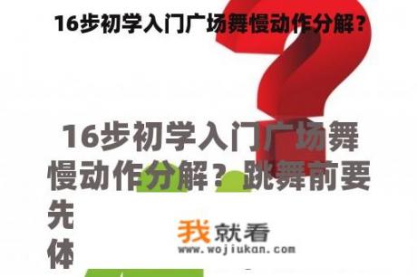 16步初学入门广场舞慢动作分解？