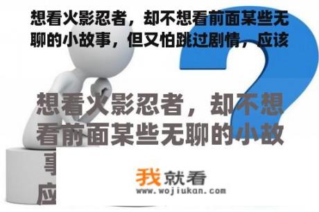 想看火影忍者，却不想看前面某些无聊的小故事，但又怕跳过剧情，应该从哪里开始看？