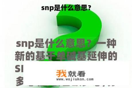 snp是什么意思？