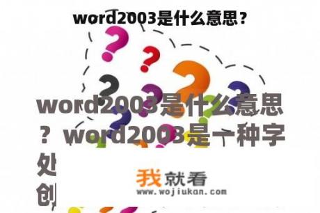 word2003是什么意思？