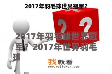 2017年羽毛球世界冠军？