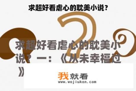 求超好看虐心的耽美小说？