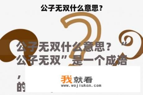 公子无双什么意思？