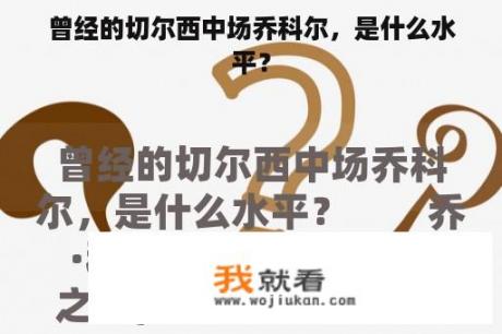 曾经的切尔西中场乔科尔，是什么水平？