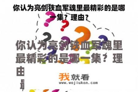 你认为亮剑铁血军魂里最精彩的是哪一集？理由？