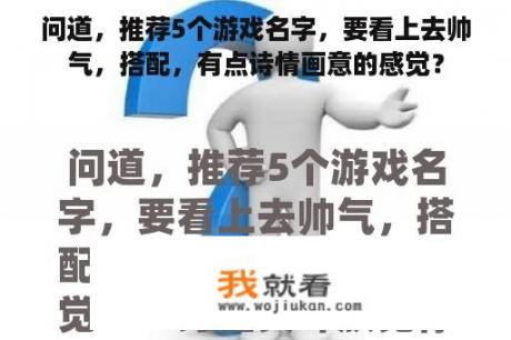 问道，推荐5个游戏名字，要看上去帅气，搭配，有点诗情画意的感觉？