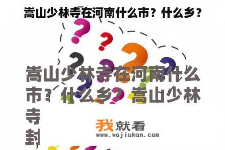 嵩山少林寺在河南什么市？什么乡？