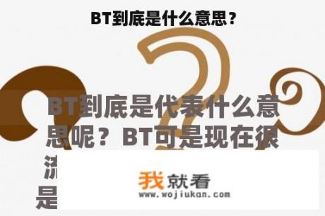 BT到底是什么意思？