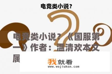 电竞类小说？