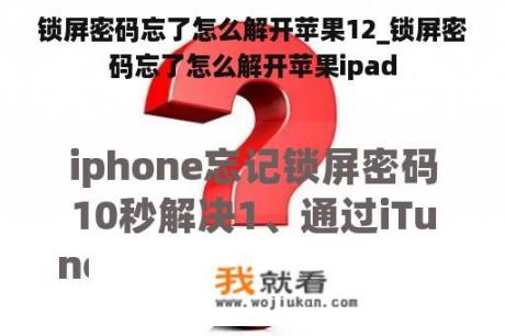 锁屏密码忘了怎么解开苹果12_锁屏密码忘了怎么解开苹果ipad