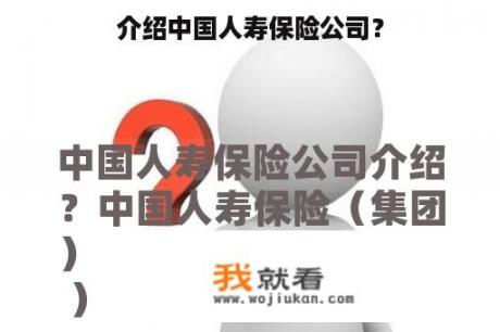 介绍中国人寿保险公司？