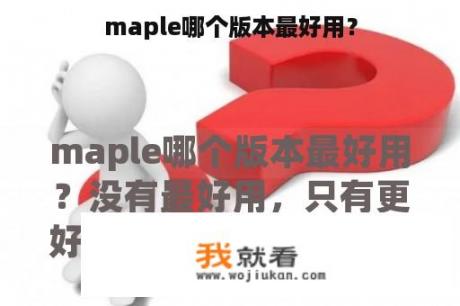 maple哪个版本最好用？