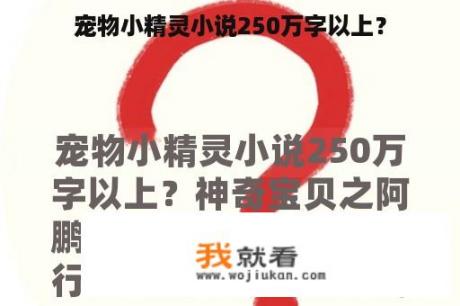 宠物小精灵小说250万字以上？