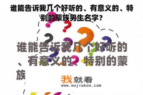 谁能告诉我几个好听的、有意义的、特别的蒙族男生名字？