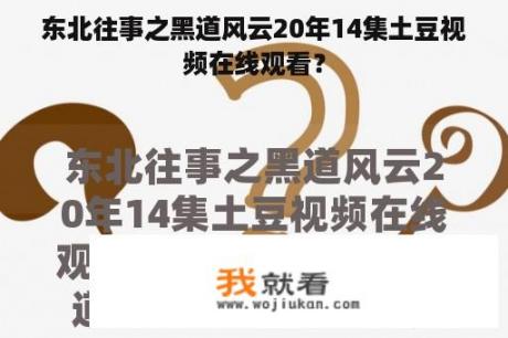 东北往事之黑道风云20年14集土豆视频在线观看？