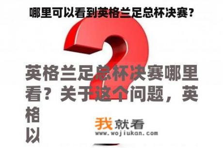 哪里可以看到英格兰足总杯决赛？