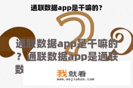 通联数据app是干嘛的？