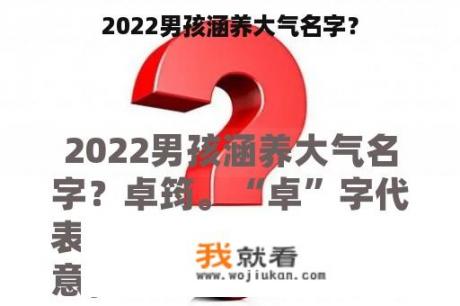 2022男孩涵养大气名字？