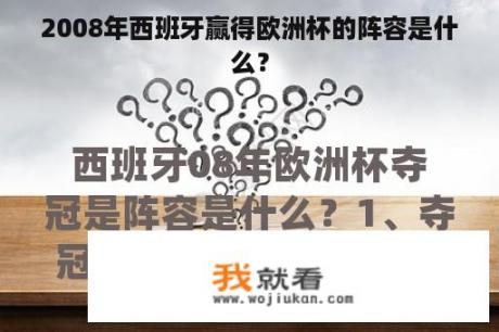 2008年西班牙赢得欧洲杯的阵容是什么？