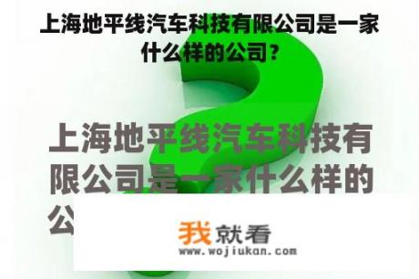 上海地平线汽车科技有限公司是一家什么样的公司？