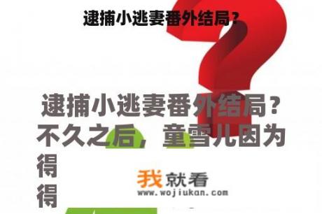 逮捕小逃妻番外结局？