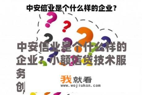 中安信业是个什么样的企业？