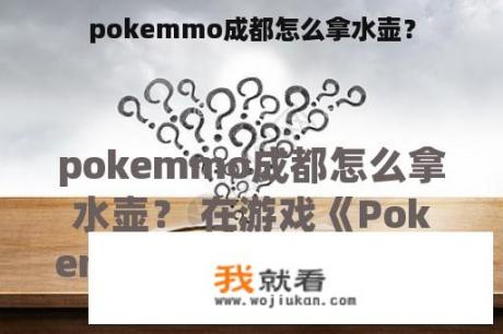 pokemmo成都怎么拿水壶？