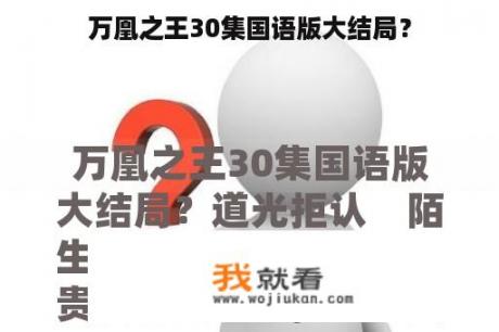 万凰之王30集国语版大结局？