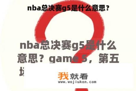 nba总决赛g5是什么意思？