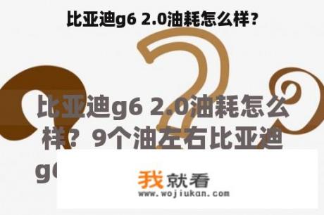 比亚迪g6 2.0油耗怎么样？