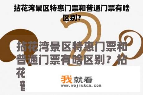 拈花湾景区特惠门票和普通门票有啥区别？