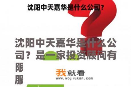 沈阳中天嘉华是什么公司？