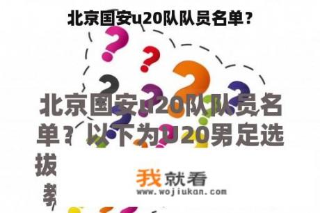 北京国安u20队队员名单？