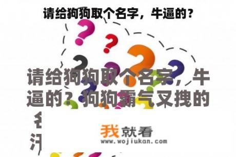 请给狗狗取个名字，牛逼的？