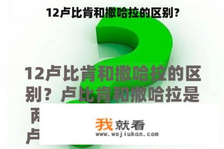 12卢比肯和撒哈拉的区别？