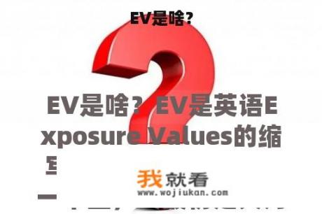 EV是啥？