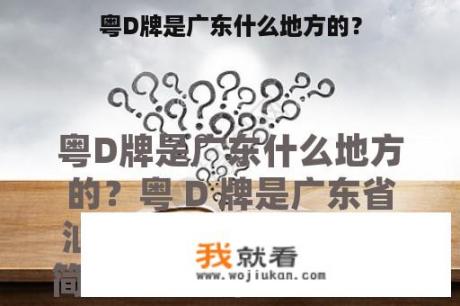 粤D牌是广东什么地方的？