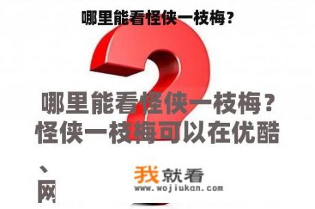 哪里能看怪侠一枝梅？
