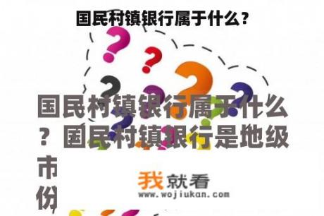 国民村镇银行属于什么？