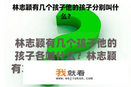 林志颖有几个孩子他的孩子分别叫什么？