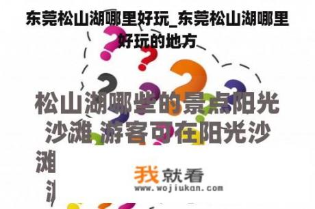 东莞松山湖哪里好玩_东莞松山湖哪里好玩的地方