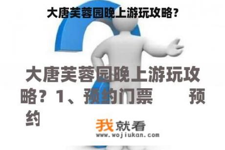 大唐芙蓉园晚上游玩攻略？