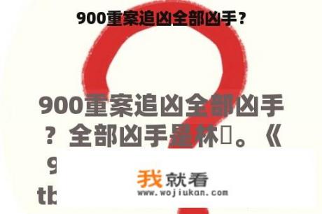 900重案追凶全部凶手？