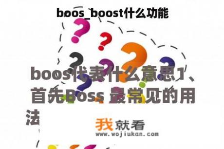 boos_boost什么功能