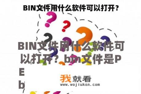 BIN文件用什么软件可以打开？