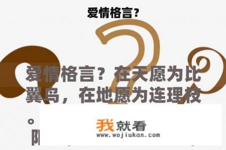 爱情格言？