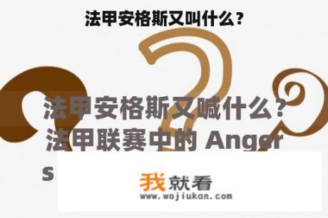 法甲安格斯又叫什么？