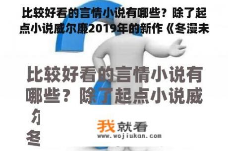 比较好看的言情小说有哪些？除了起点小说威尔廉2019年的新作《冬漫未漫》，还有晋江文学的《知否？》？